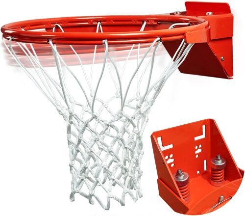 Katop Professional Basketball Rim, Heavy Duty 18 Inch Basketball Rim Replacement with Nylon Net Indoor and Outdoor, Standard Goal Reinforced Mounting Bracket Fit 5"x5",5"x4",5"x3",4"x3" Backboards