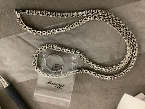 Classic Silver Tennis Jewelry Set – Round Cut CZ Tennis Necklace & Matching Eternity Band Ring (Size 7)