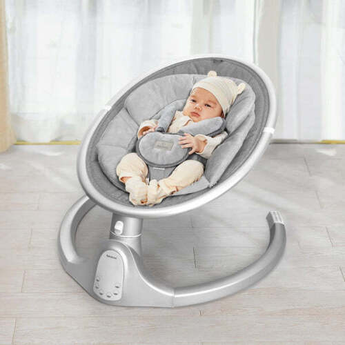 BabyBond Electric Infant Swing with 5 Point Harness Belt for Newborn Baby