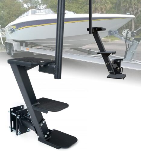 Boat Trailer Steps, Heavy Duty Trailer Tongue Steps with Handle
