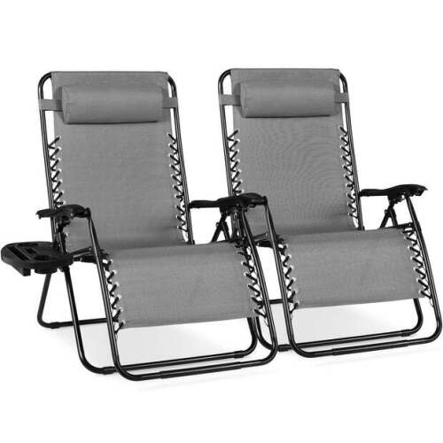 Set of 2 Extra Wide Adjustable Zero Gravity Patio Chair Recliners