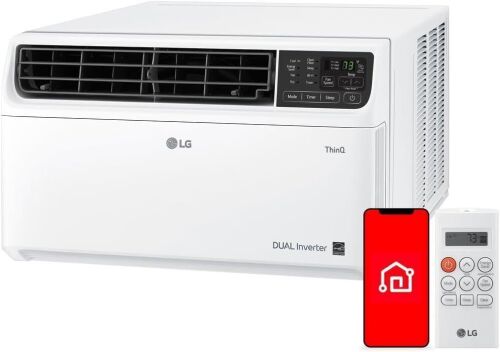 LG 23,500 BTU Dual Inverter Smart Window Air Conditioner, 230V, Cools up to 1,440 Sq. Ft., Ultra Quiet Operation, with LG ThinQ, Amazon Alexa & Hey Google, White