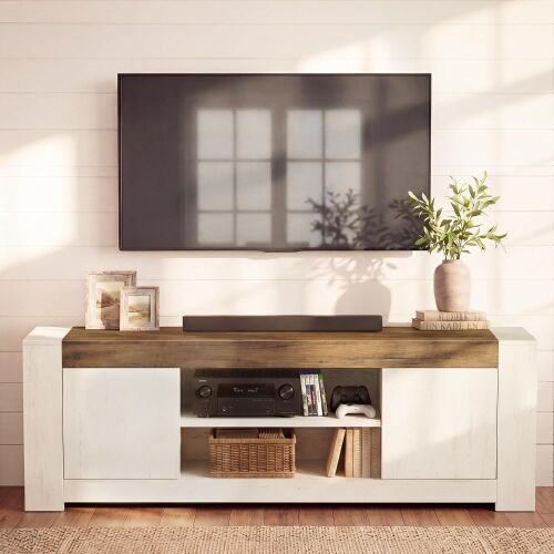 VASAGLE TV Stand with Storage, Farmhouse Entertainment Center for 80'' TV