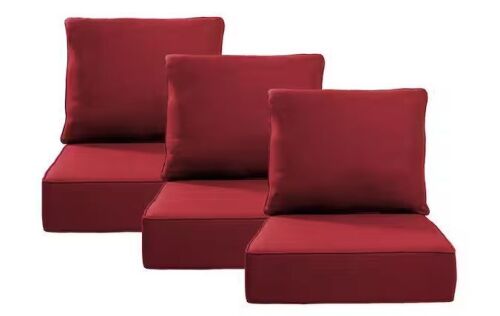 24 in. x 24 in. x 6 in. 6-Piece CushionGuard Outdoor Thicken Sofa Deep Seat Replacement Cushion Set in Red