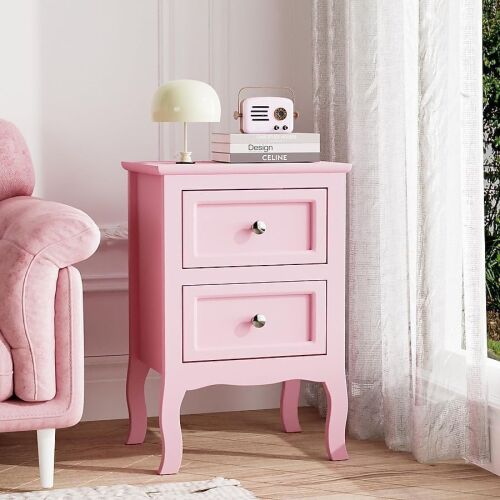 VINGLI Pink 2-Drawer 15.7-in W x 23.6-in H Nightstand
