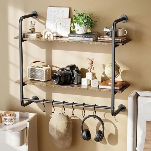 2 Tier Industrial Pipe Floating Shelf 31"
