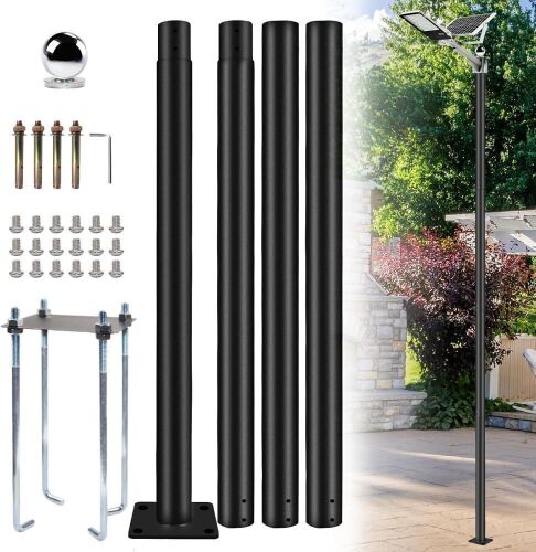 Galvanized Heavy-Duty Metal Solar Street Lamp Post