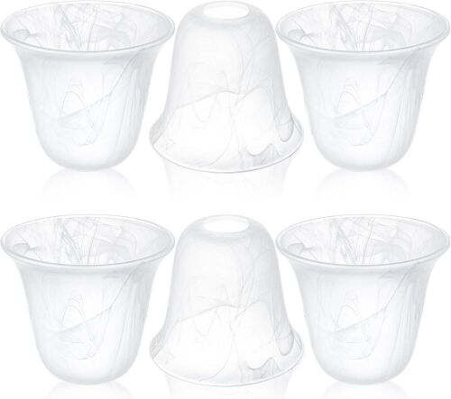 Teenyyou 6 Pcs White Alabaster Bell Shaped Glass Lamp Shade Replacement