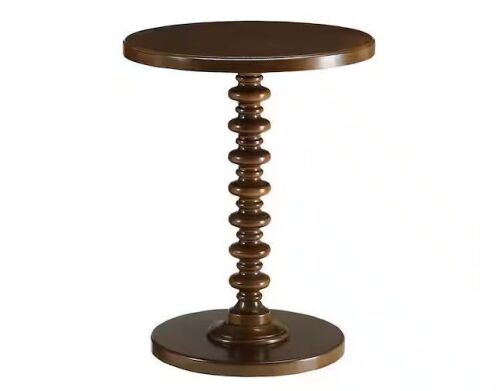 Acme Furniture Acton 17 in. Walnut Round Wood End Table with Pedestal