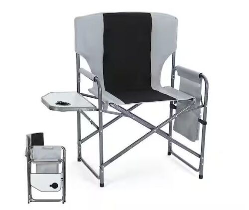 Lightweight Foldable Director's Chair with Aluminum Frame, Side Table & Pocket