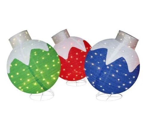 VEIKOUS 3-Piece 36 in. Pre-Lit Pop-Up Christmas Ball Ornaments with Warm White LED Lights