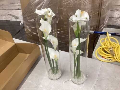 Artificial White Calla Lily in Vases, 2 pc