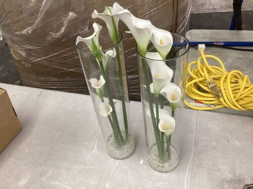 Artificial White Calla Lily in Vases, 2 pc
