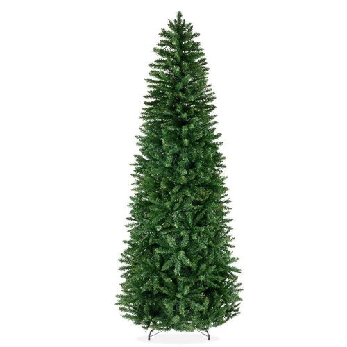 9' Unlit Spruce Pencil Christmas Tree w/ Folding Metal Base