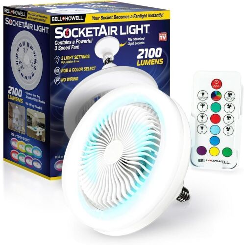 Bell+Howell SocketAir Wireless Ceiling Fan Light with Remote Control