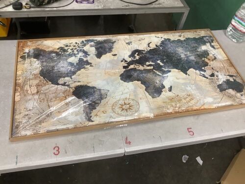 Framed World Map Wall Art 47" x 24"