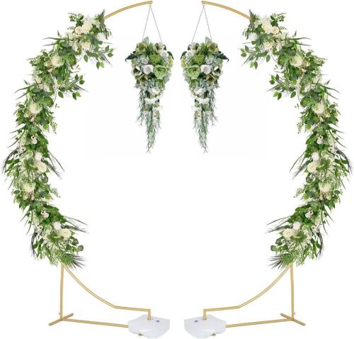 2pcs Wedding Arch Backdrop Stand 8.2FT Gold Half Curved Arch Stand