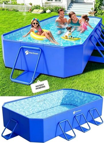StarOcean Foldable Pool, Large Non-Inflatable Swimming Pool, 90x50x20