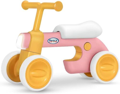 Henry & Colin First Balance Bike for 1 Year Old, 4 Wheel Toddler Bike with Fun Lights & Music, Soft Seat
