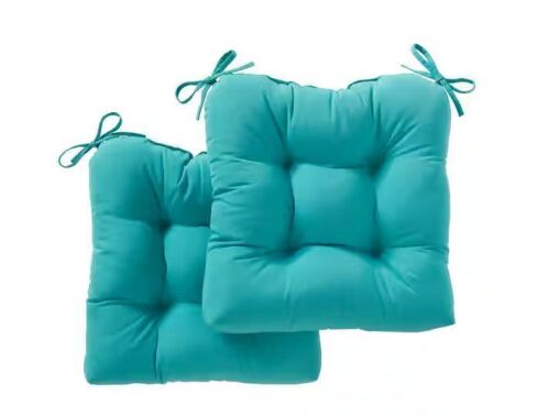 Greendale Home Fashions Sunbrella Canvas Aruba Square Tufted Outdoor Seat Cushion, 2 Pack
