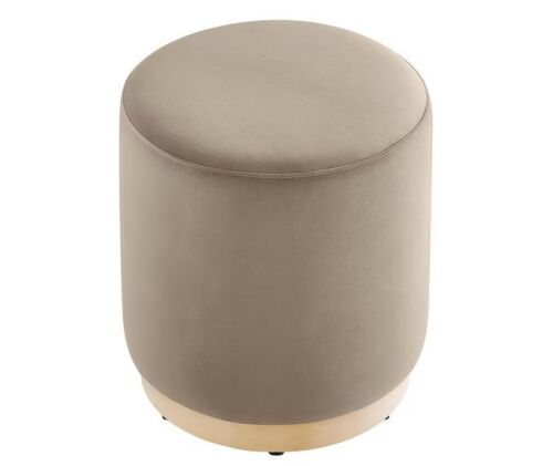 MODWAY Tilden 16 in. Taupe Natural Performance Velvet Upholstered Round Ottoman