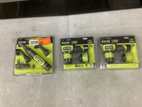 Lot of (3) RYOBI Cordless Scrubbers - 2 Missing Batteries