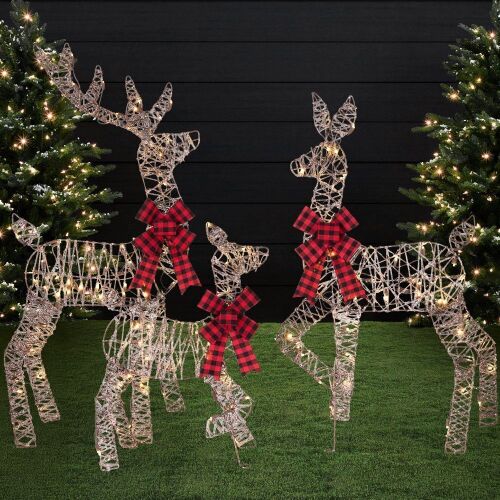 3-Piece Lighted Christmas Deer Set Outdoor Decor with 175 LED Lights