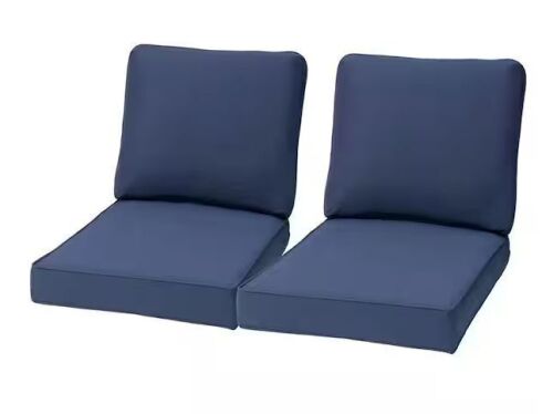 27.6 in. x 24.4 in. 2-Piece Outdoor Deep Seat Cushion for Patio Sofa and Couch in Navy Blue