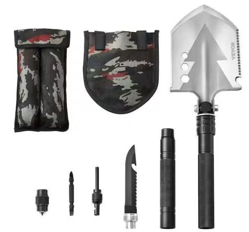 VEVOR Survival Shovel, 8 in 1 Camping Shovel Folding Multitool