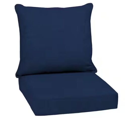 ARDEN 24 in. x 24 in. 2-Piece Deep Seating Outdoor Lounge Chair Cushion in Sapphire Blue Leala