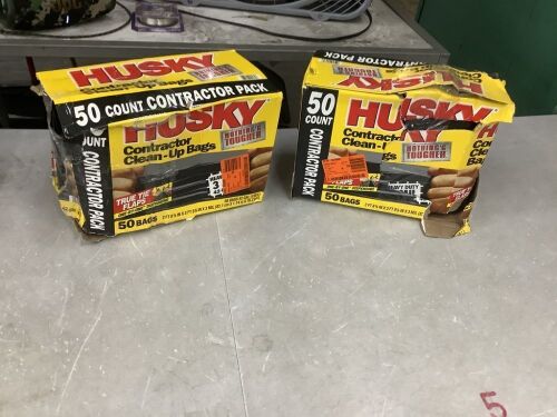 Lot of (2) Husky 42 Gal. Contractor Bags (50-Count)