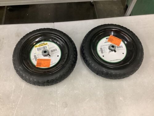 Lot of (2) Marathon 14.5 in. Flat Free Universal Wheelbarrow Wheel