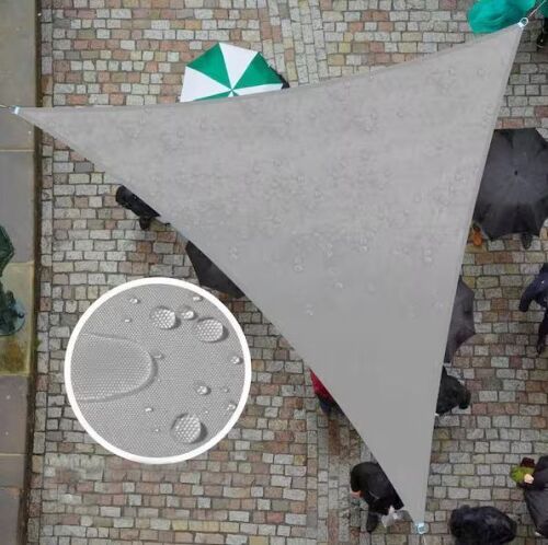 COLOURTREE 16 ft. x 16 ft. 220 GSM Waterproof Grey Triangle Sun Shade Sail Screen Canopy, Outdoor Patio and Pergola Cover