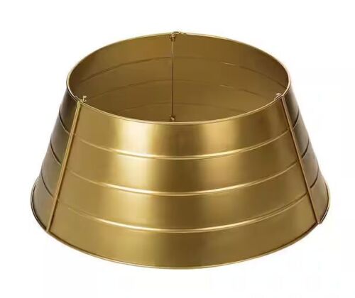Glitzhome 22 in. D Christmas Painted Gold Metal Tree Collar
