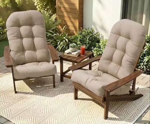 20 in. x 50 in. 2-Piece Adirondack Chair Cushions Replacement Outdoor Patio Deep Seating Water Resistant Fabric in Ecru