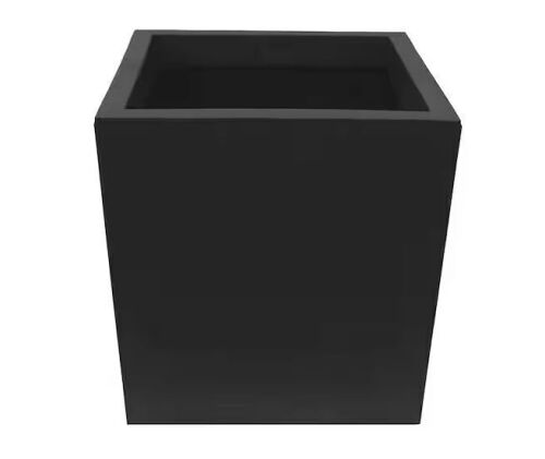 Vigoro Guinevere Medium Black Rubber Self-Watering Square Planter with Drainage Holes (13 in. L x 13 in. W x 14 in. H)