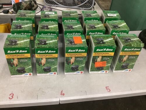 Lot of (15) Rain Bird 5250 sq. ft. LG3HE In-Ground Impact Sprinkler with Click-N-Go Hose Connect, 360 or 20-340° Pattern, Adjustable 26-41 ft.