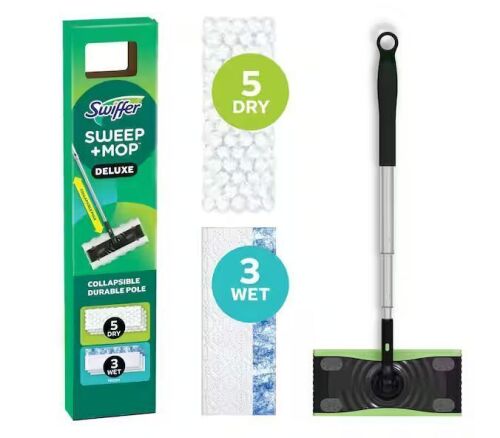 Lot of (2)Swiffer Sweep Plus Mop Deluxe 2 in 1 Multi-Surface Floor Cleaning Starter Kit