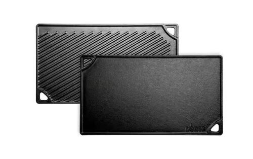 Lodge Double Play 16.75 in. Black Cast Iron Reversible Stovetop Griddle