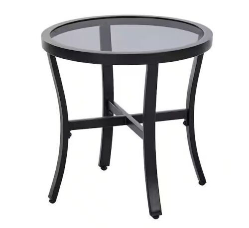 StyleWell Black Round 18in Outdoor Accent Table