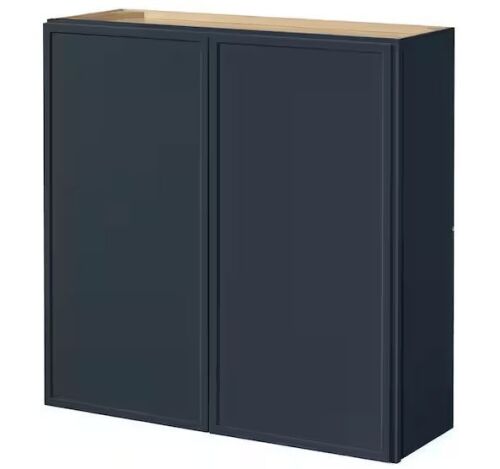 Hampton Bay Leyton 36 in. W x 12 in. D x 36 in. H Ready to Assemble Plywood Slim Shaker Wall Kitchen Cabinet in Ink Blue