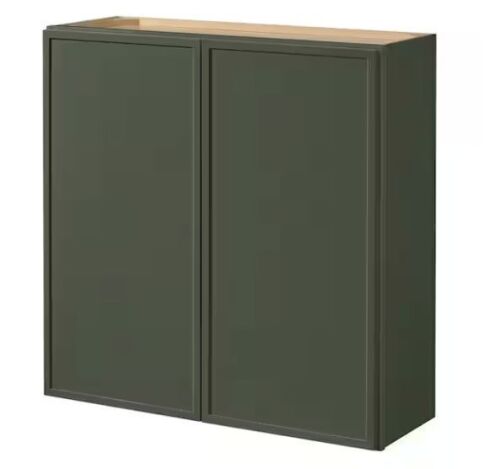 Hampton Bay Leyton 36 in. W x 12 in. D x 36 in. H Ready to Assemble Plywood Slim Shaker Wall Kitchen Cabinet in Fern Green