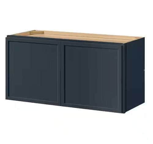 Hampton Bay Leyton 30 in. W x 12 in. D x 15 in. H Ready to Assemble Plywood Slim Shaker Wall Bridge Kitchen Cabinet in Ink Blue
