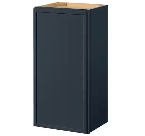 Hampton Bay Leyton 15 in. W x 12 in. D x 30 in. H Ready to Assemble Plywood Slim Shaker Wall Kitchen Cabinet in Ink Blue