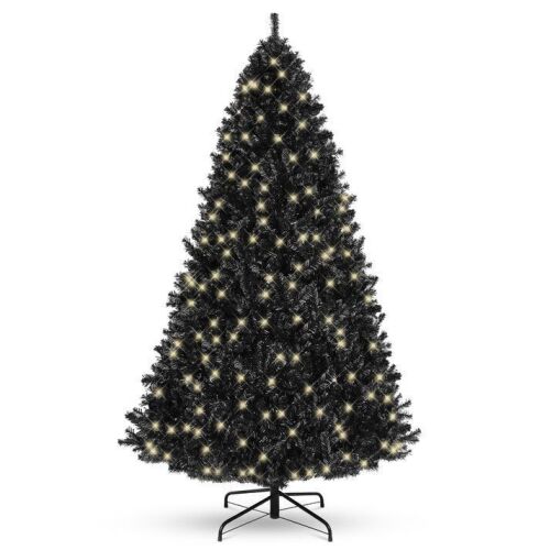 6' Black Artificial Christmas Tree with Viral Twinkling Lights, Pre-Lit Pine
