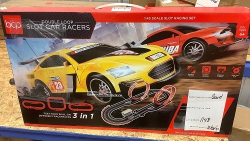 Electric Slot Car Race Track Set Kids Toy w/ 2 Cars, 2 Controllers, Customizable Courses, 360 Loops - Lot 1148