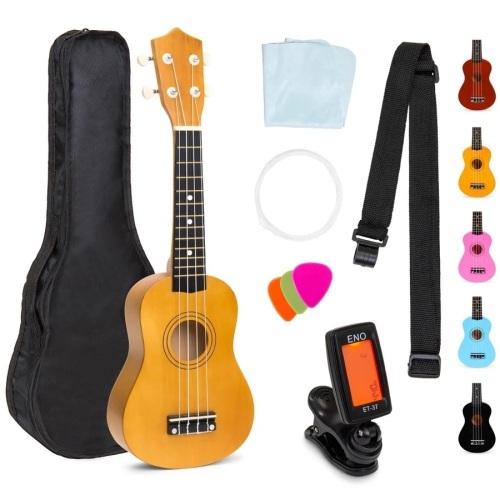 Acoustic Soprano Basswood Ukulele Starter Kit w/ Bag, Strap, Tuner - 21in - Lot 920