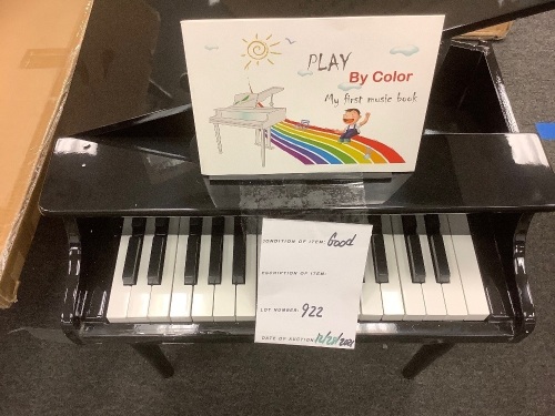 Kids Mini Wooden Grand Piano w/ Lid, Music Rack, Song Book - Lot 922