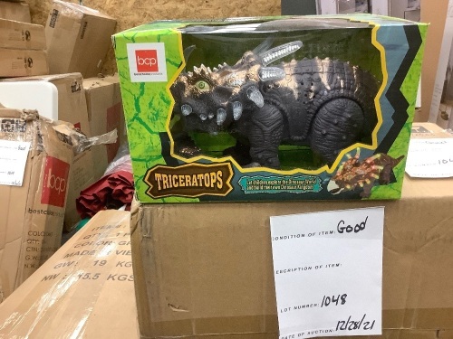Walking Triceratops Dinosaur Toy w/ Lights, Sound - Lot 1048