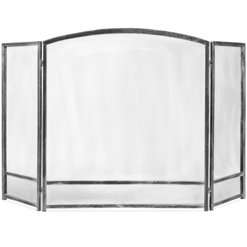 3-Panel Simple Steel Mesh Fireplace Screen w/ Rustic Worn Finish - 47x29in - Lot 1070